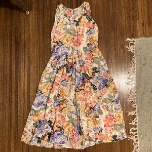 Vintage floral fit and flare sleeveless midi dress